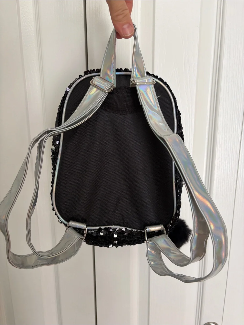 Disney Nightmare Before Christmas Sequin Mini Flip Sequin Backpack Black Silver